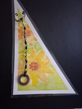 Yellow Beaded Bag Jewelry or Keychain Personally Hand Stamped Color Therapy Card